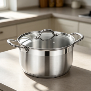 8 Quart Stainless Steel Stock Pot Visible Lid Heavy Duty